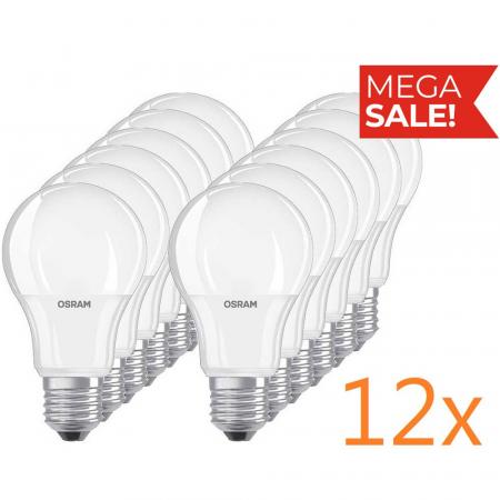 12er Sparpack OSRAM E27 LED Lampen weiß mattiert  8.5W wie 60 W Warmweißes Licht